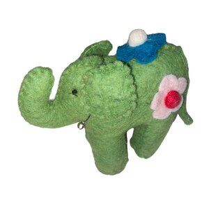 Green Felt Wool Elephant